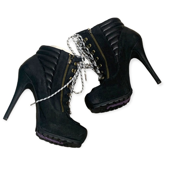 NEW‎ Boutique 9 Lace up stiletto heel platform ankle boots . Sz 9.5 Leather - Picture 8 of 12